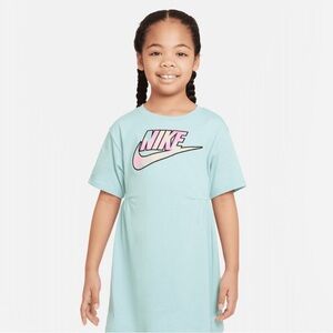 Nike Light Aqua Tee Dress with Pink-Accented Swoosh